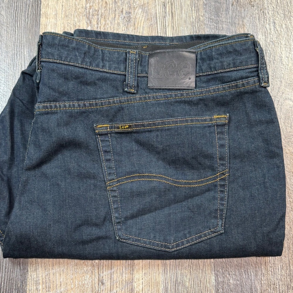 Lee Mens Relaxed Fit Dark Wash Indigo Stretch Blue Jeans 50x30